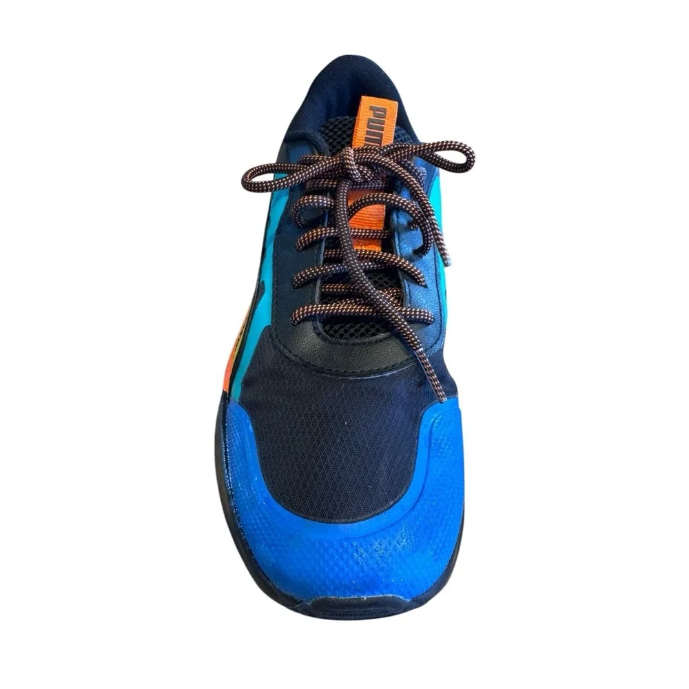 Puma Boy's Excursion Sneakers Youth Sz 5.5 Black Orange Yellow Green‎ Colorblock